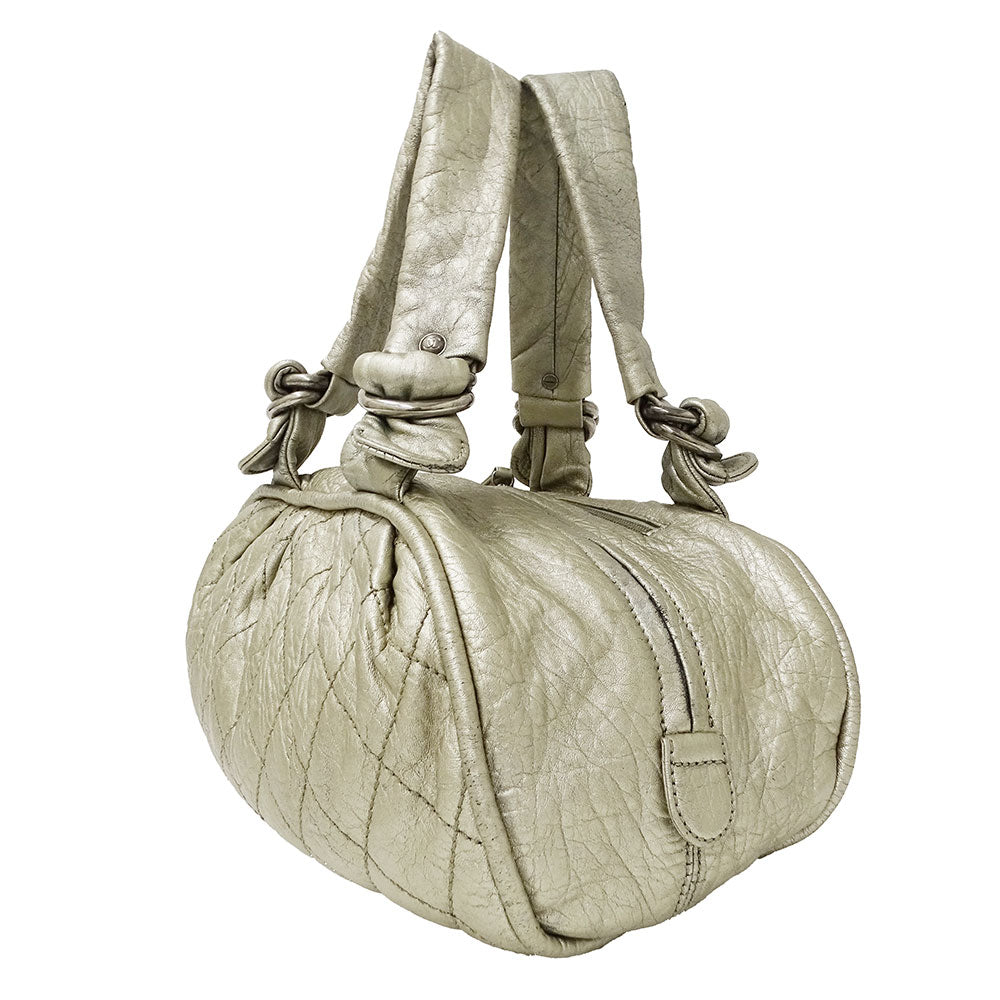 CHANEL シャネル ハンドバッグ ワイルドステッチ シャンパンゴールド シルバー金具 レザー レディース 【中古】