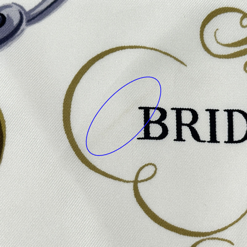 HERMES エルメス カレ90 BRIDES de GALA 式典用馬勒 スカーフ ブルー シルク レディース 【中古】