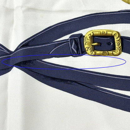 HERMES エルメス カレ90 BRIDES de GALA 式典用馬勒 スカーフ ブルー シルク レディース 【中古】