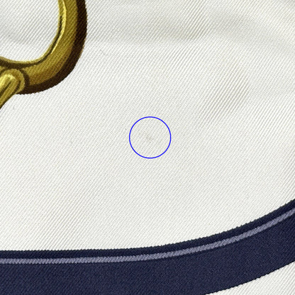 HERMES エルメス カレ90 BRIDES de GALA 式典用馬勒 スカーフ ブルー シルク レディース 【中古】