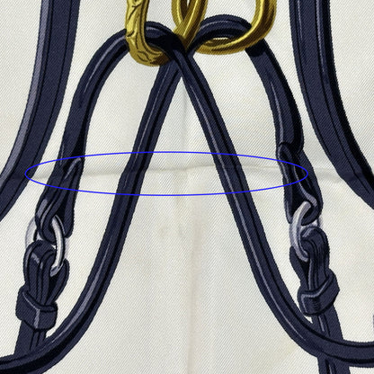 HERMES エルメス カレ90 BRIDES de GALA 式典用馬勒 スカーフ ブルー シルク レディース 【中古】