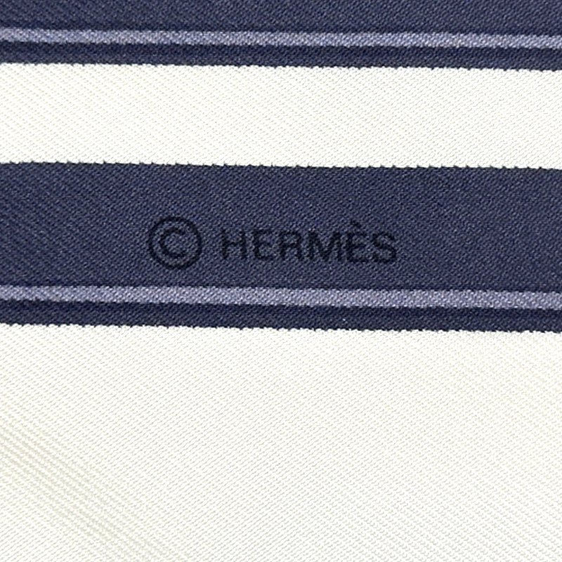 HERMES エルメス カレ90 BRIDES de GALA 式典用馬勒 スカーフ ブルー シルク レディース 【中古】