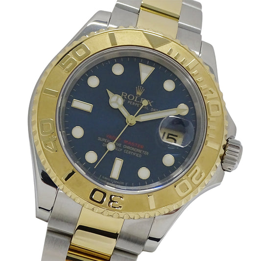 ROLEX ロレックス ヨットマスター 16623 D番 メンズ 腕時計 デイト 自動巻き AT ステンレス SS ゴールド YG コンビ ブルー 磨き済み 【中古】