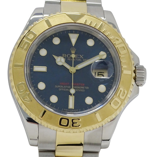 ROLEX ロレックス ヨットマスター 16623 D番 メンズ 腕時計 デイト 自動巻き AT ステンレス SS ゴールド YG コンビ ブルー 磨き済み 【中古】