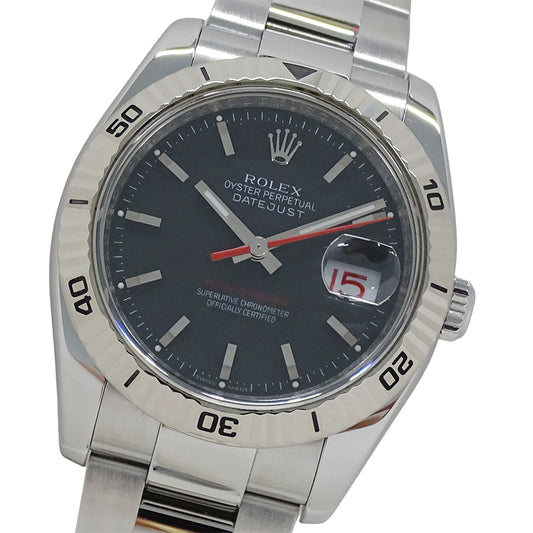 ROLEX ロレックス デイトジャスト ターノグラフ 116264 F番 メンズ 腕時計 自動巻き AT ステンレス SS ホワイトゴールド WG ブラック 磨き済み 【中古】