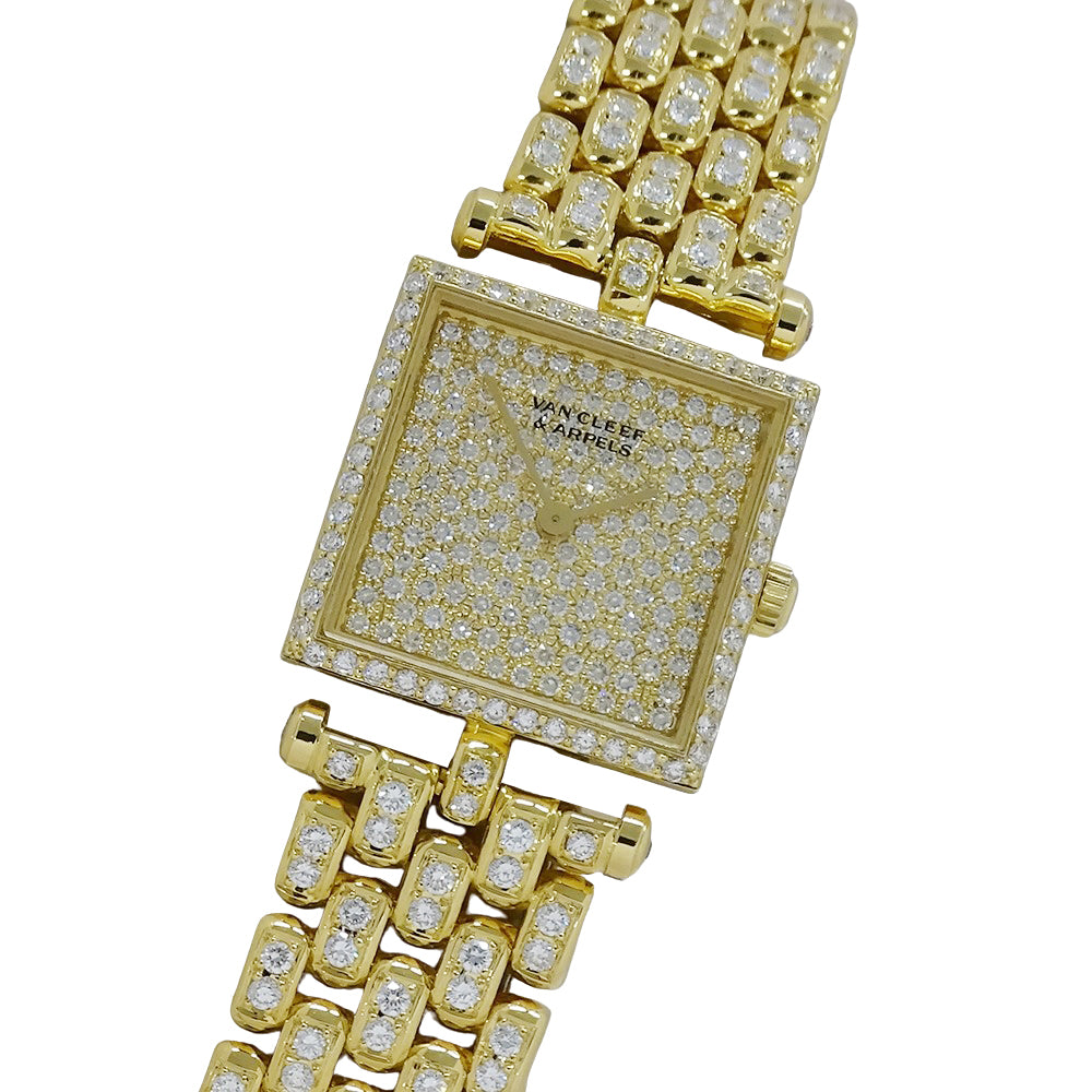 Van Cleef & Arpels ヴァンクリーフ＆アーペル クラシックスクエア レディース 腕時計 ダイヤモンド クオーツ 750YG 金無垢 磨き済み【中古】
