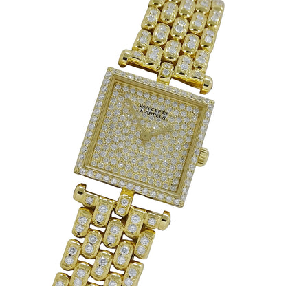Van Cleef & Arpels ヴァンクリーフ＆アーペル クラシックスクエア レディース 腕時計 ダイヤモンド クオーツ 750YG 金無垢 磨き済み【中古】