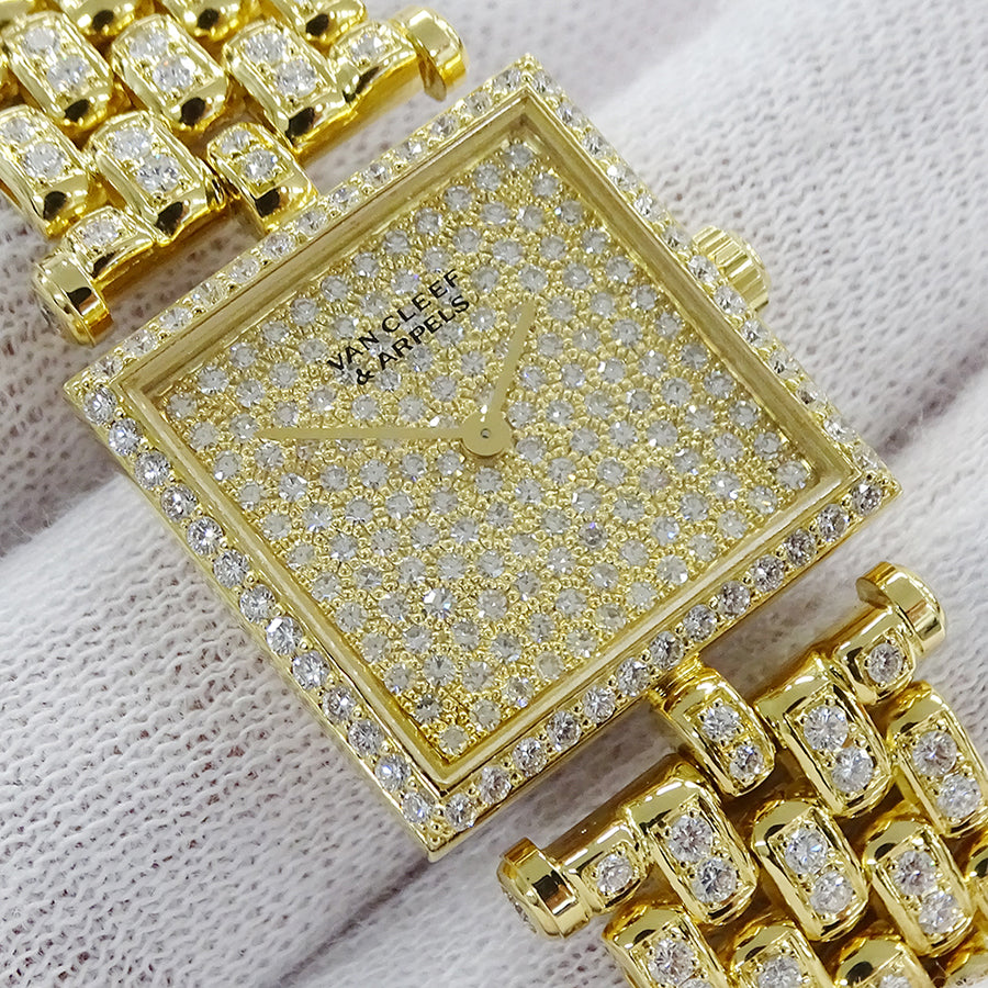 Van Cleef & Arpels ヴァンクリーフ＆アーペル クラシックスクエア レディース 腕時計 ダイヤモンド クオーツ 750YG 金無垢 磨き済み【中古】