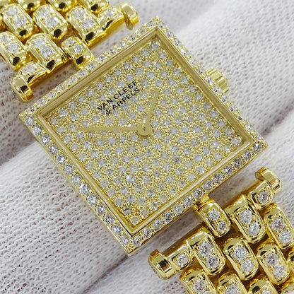 Van Cleef & Arpels ヴァンクリーフ＆アーペル クラシックスクエア レディース 腕時計 ダイヤモンド クオーツ 750YG 金無垢 磨き済み【中古】