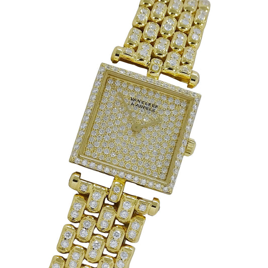 Van Cleef & Arpels ヴァンクリーフ＆アーペル クラシックスクエア レディース 腕時計 ダイヤモンド クオーツ 750YG 金無垢 磨き済み【中古】