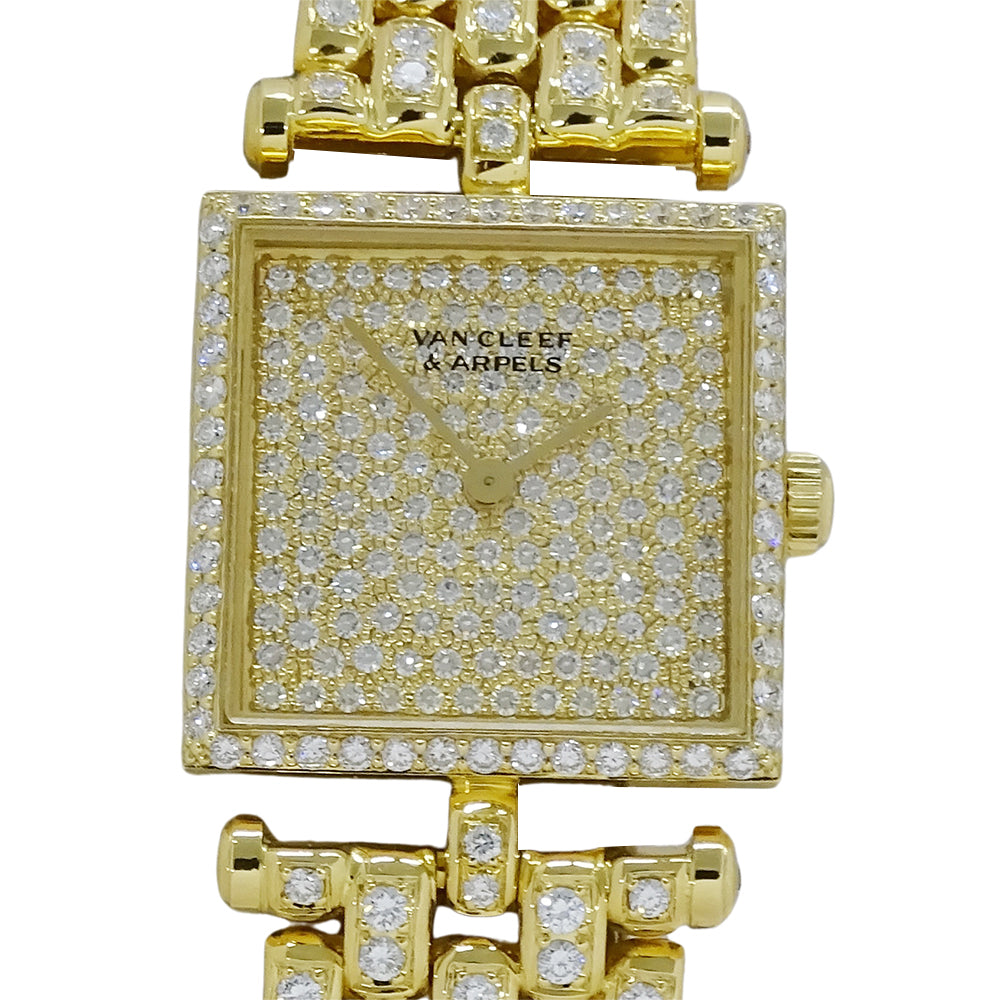 Van Cleef & Arpels ヴァンクリーフ＆アーペル クラシックスクエア レディース 腕時計 ダイヤモンド クオーツ 750YG 金無垢 磨き済み【中古】