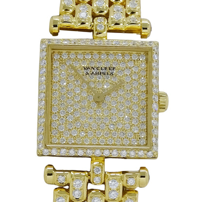 Van Cleef & Arpels ヴァンクリーフ＆アーペル クラシックスクエア レディース 腕時計 ダイヤモンド クオーツ 750YG 金無垢 磨き済み【中古】