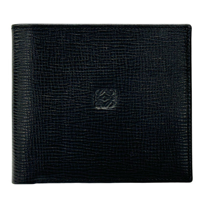 LOEWE ロエベ 二つ折り財布 札入れ アナグラム ブラック レザー メンズ 【中古】