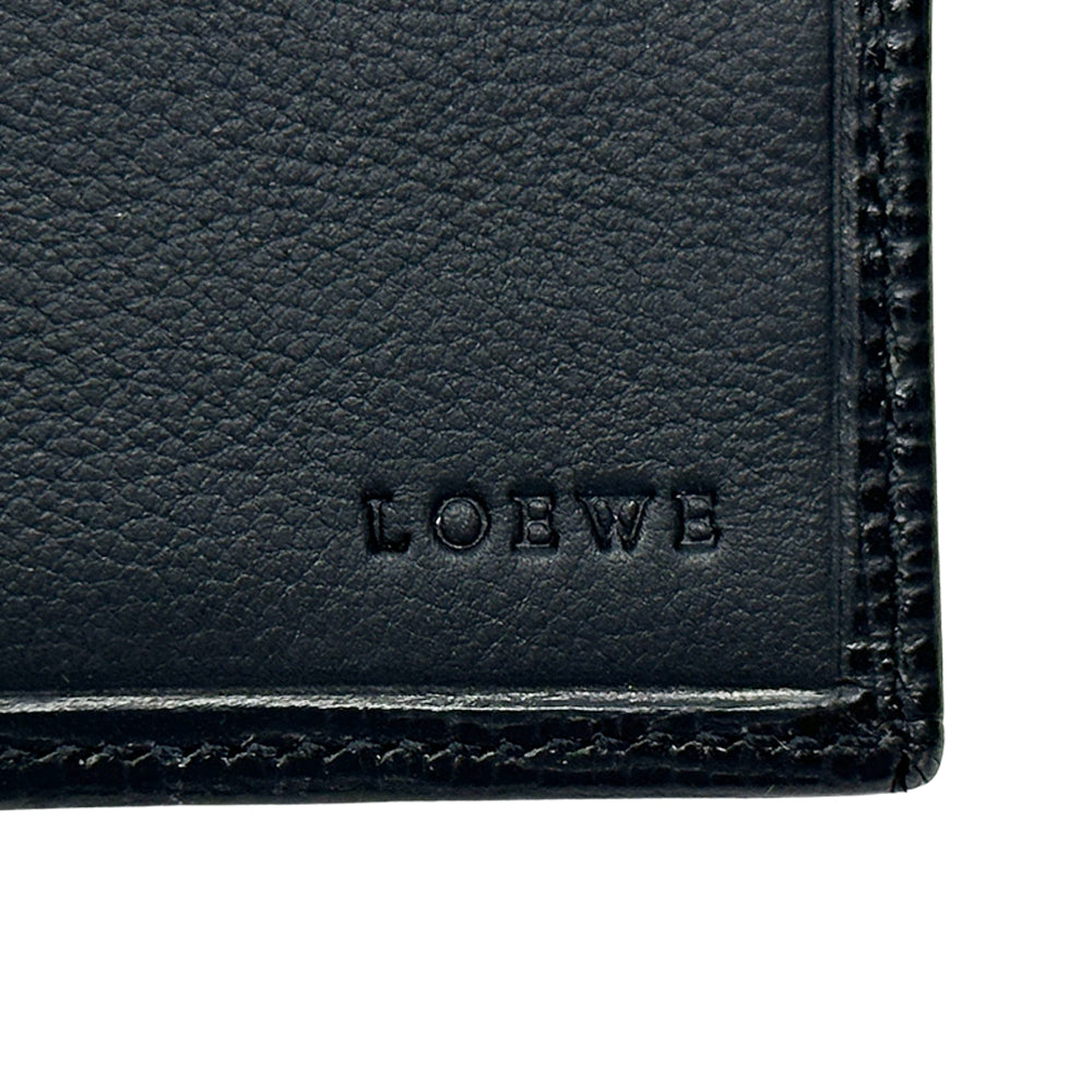 LOEWE ロエベ 二つ折り財布 札入れ アナグラム ブラック レザー メンズ 【中古】