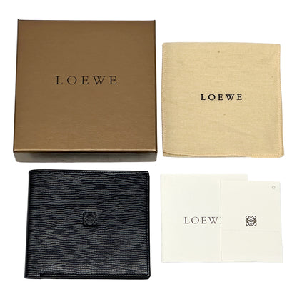 LOEWE ロエベ 二つ折り財布 札入れ アナグラム ブラック レザー メンズ 【中古】