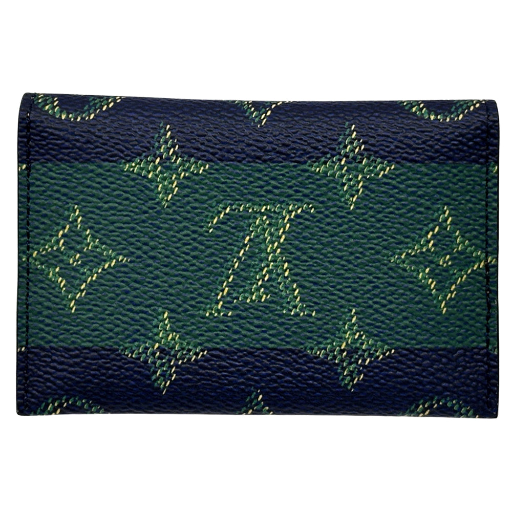 LOUIS VUITTON ルイ・ヴィトン ポルトカルトスリム カードケース モノグラムヘリテージ ネイビー グリーン M25796 レディース メンズ 【中古】