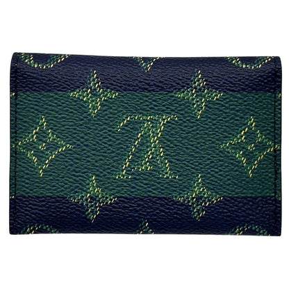 LOUIS VUITTON ルイ・ヴィトン ポルトカルトスリム カードケース モノグラムヘリテージ ネイビー グリーン M25796 レディース メンズ 【中古】