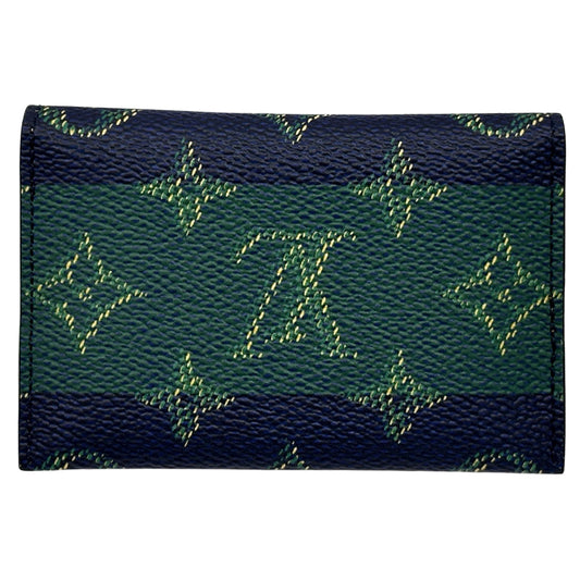LOUIS VUITTON ルイ・ヴィトン ポルトカルトスリム カードケース モノグラムヘリテージ ネイビー グリーン M25796 レディース メンズ 【中古】