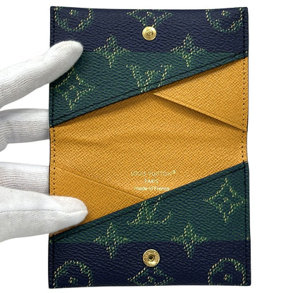 LOUIS VUITTON ルイ・ヴィトン ポルトカルトスリム カードケース モノグラムヘリテージ ネイビー グリーン M25796 レディース メンズ 【中古】