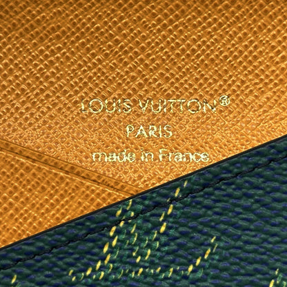 LOUIS VUITTON ルイ・ヴィトン ポルトカルトスリム カードケース モノグラムヘリテージ ネイビー グリーン M25796 レディース メンズ 【中古】