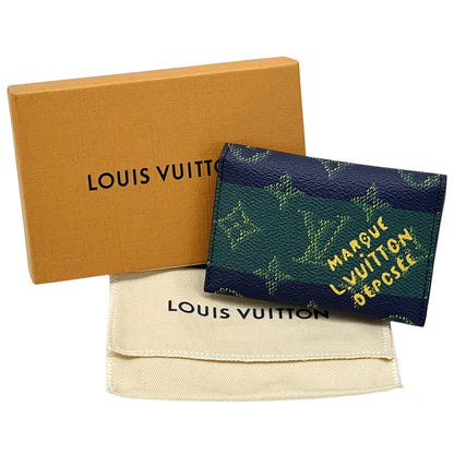 LOUIS VUITTON ルイ・ヴィトン ポルトカルトスリム カードケース モノグラムヘリテージ ネイビー グリーン M25796 レディース メンズ 【中古】