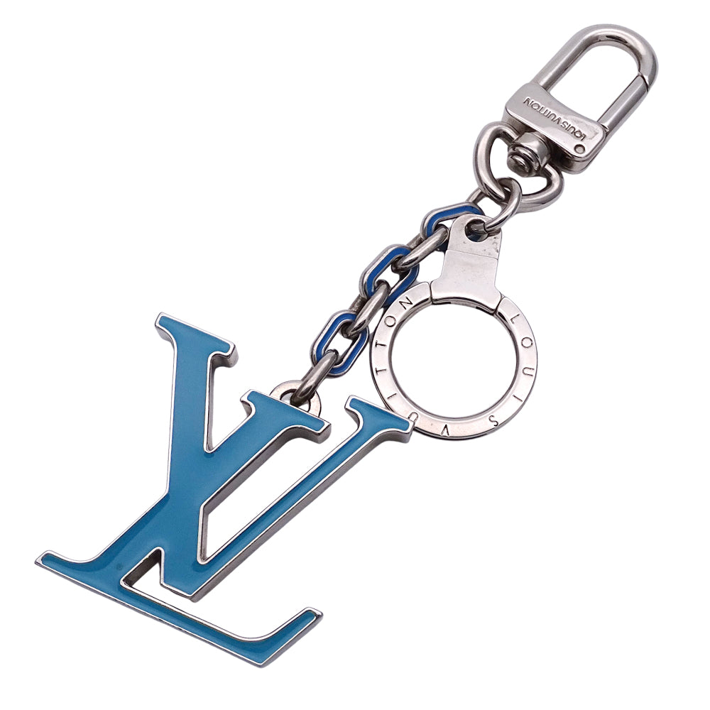 LOUIS VUITTON ルイ・ヴィトン ポルトクレ・イニシアルLV キーホルダー ブルー シルバー レディース メンズ DP1120 【中古】