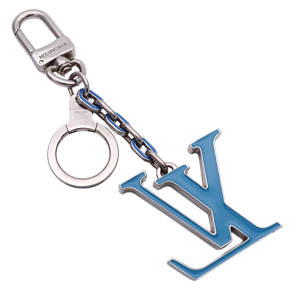 LOUIS VUITTON ルイ・ヴィトン ポルトクレ・イニシアルLV キーホルダー ブルー シルバー レディース メンズ DP1120 【中古】