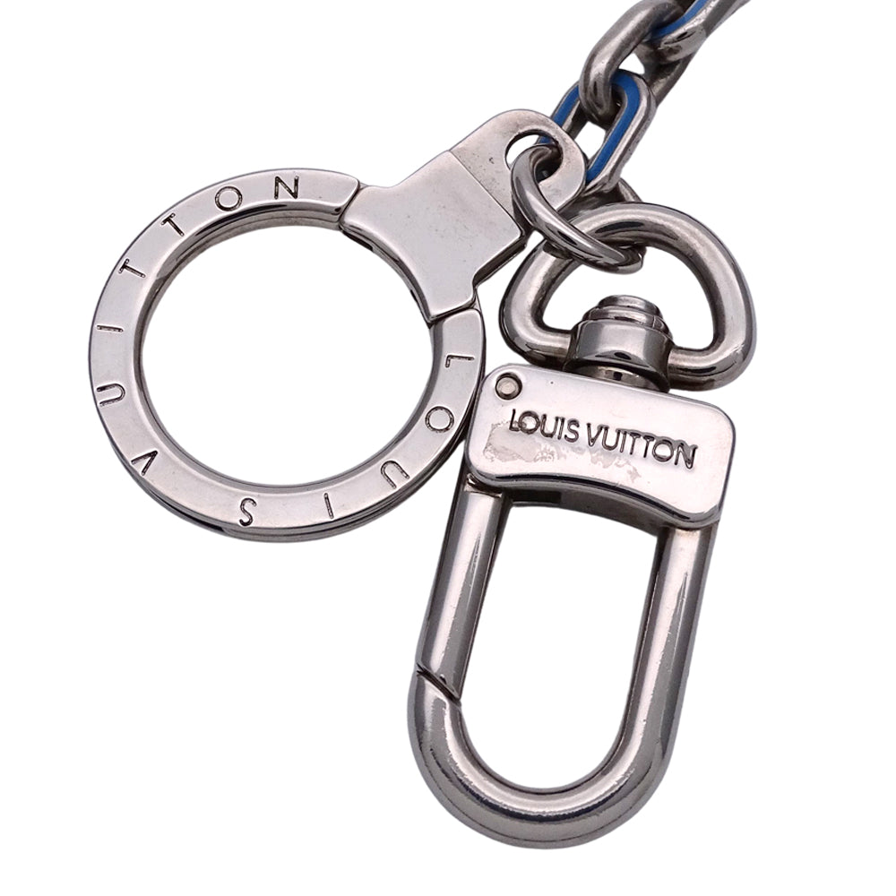 LOUIS VUITTON ルイ・ヴィトン ポルトクレ・イニシアルLV キーホルダー ブルー シルバー レディース メンズ DP1120 【中古】
