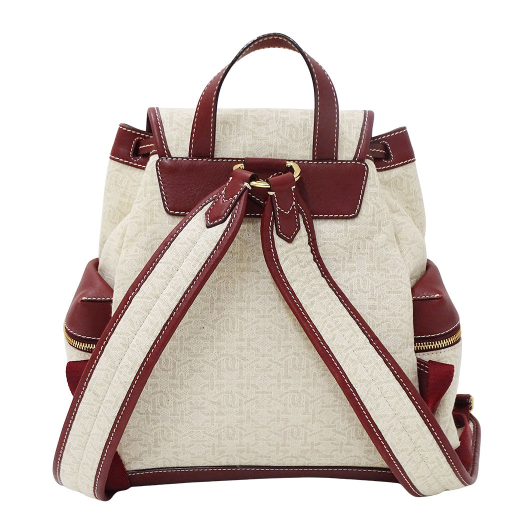 BALLY バリー リュック アイボリー ボルドー キャンバス レディース 【中古】