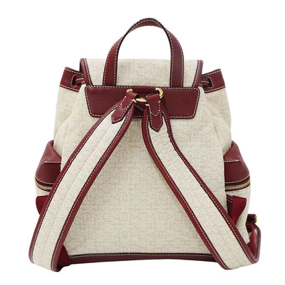 BALLY バリー リュック アイボリー ボルドー キャンバス レディース 【中古】