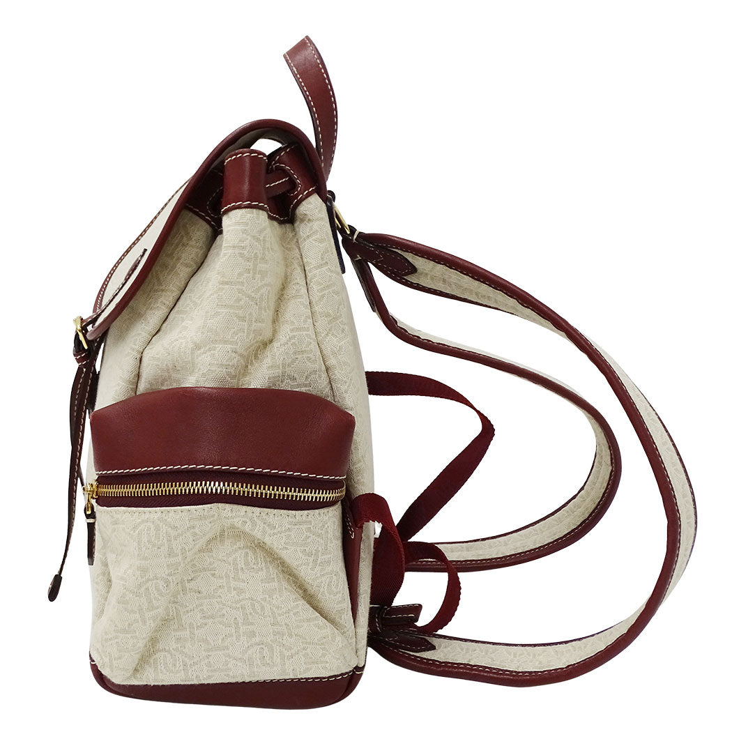BALLY バリー リュック アイボリー ボルドー キャンバス レディース 【中古】