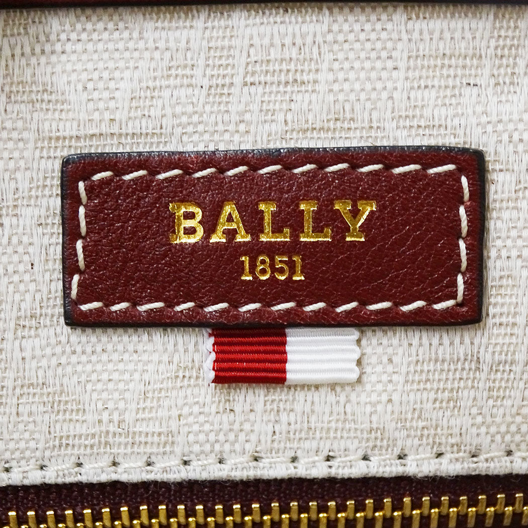 BALLY バリー リュック アイボリー ボルドー キャンバス レディース 【中古】
