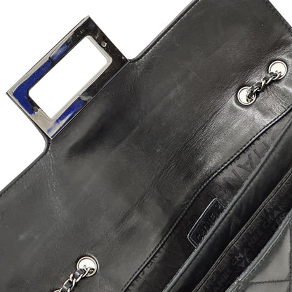 CHANEL シャネル ショルダーバッグ 2.55 マトラッセ ブラック シルバー金具 ラムスキン レディース 【中古】