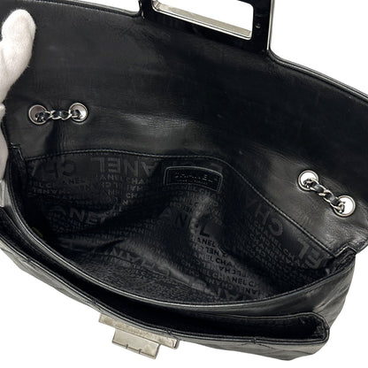 CHANEL シャネル ショルダーバッグ 2.55 マトラッセ ブラック シルバー金具 ラムスキン レディース 【中古】