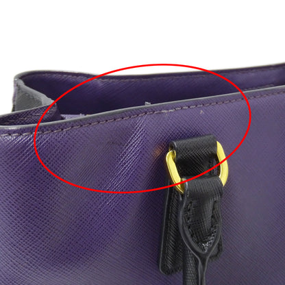 PRADA プラダ ガレリア ラージ 2wayバッグ パープル ブラック B1874A レディース 【中古】