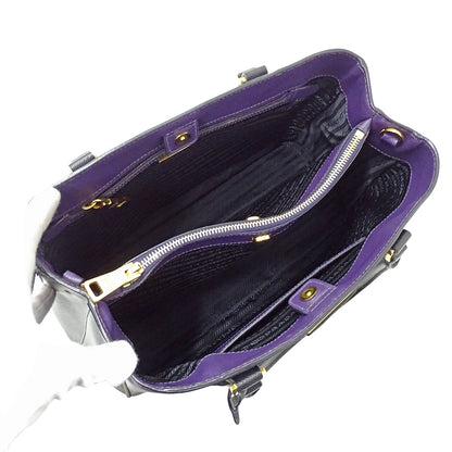 PRADA プラダ ガレリア ラージ 2wayバッグ パープル ブラック B1874A レディース 【中古】