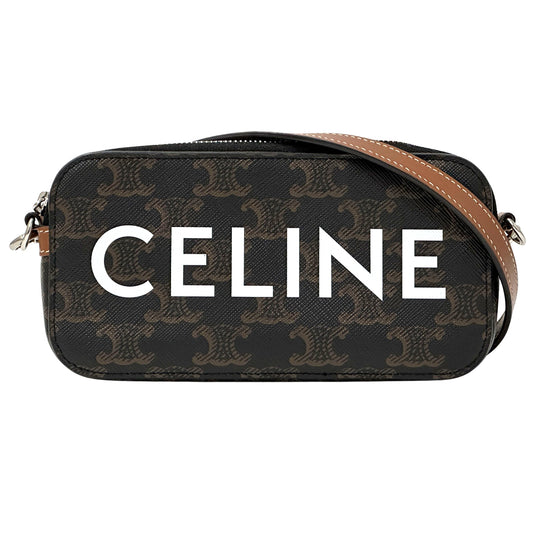 CELINE セリーヌ ホリゾンタルポーチ ショルダーバッグ トリオンフ ブラウン レディース 【中古】