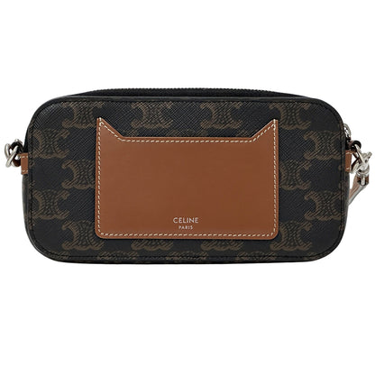 CELINE セリーヌ ホリゾンタルポーチ ショルダーバッグ トリオンフ ブラウン レディース 【中古】