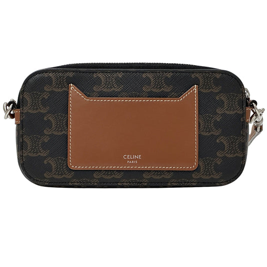 CELINE セリーヌ ホリゾンタルポーチ ショルダーバッグ トリオンフ ブラウン レディース 【中古】