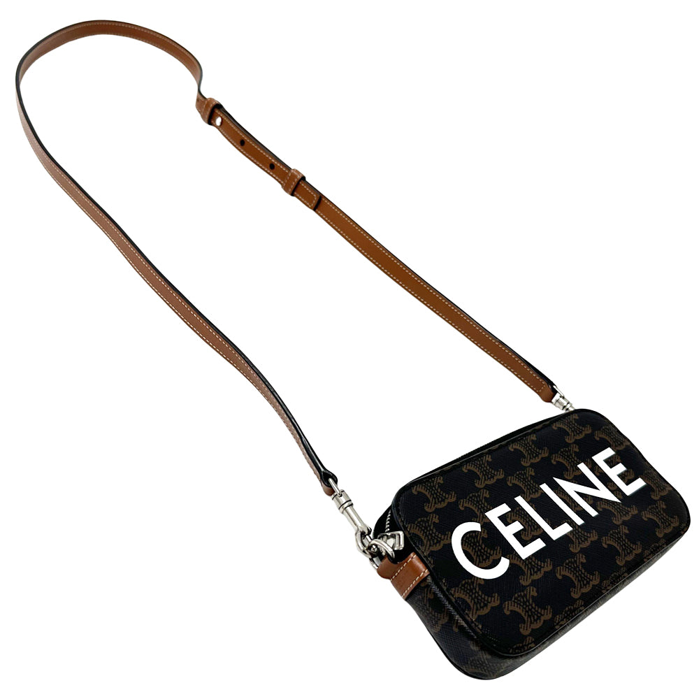 CELINE セリーヌ ホリゾンタルポーチ ショルダーバッグ トリオンフ ブラウン レディース 【中古】