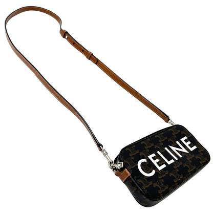 CELINE セリーヌ ホリゾンタルポーチ ショルダーバッグ トリオンフ ブラウン レディース 【中古】