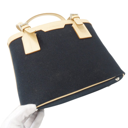 BURBERRY バーバリー ハンドバッグ ブラック ベージュ キャンバス レディース 【中古】