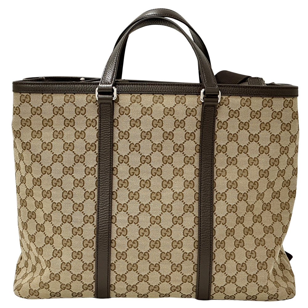 GUCCI グッチ 2wayバッグ トートバッグ GGキャンバス ブラウン ベージュ レディース メンズ 【中古】