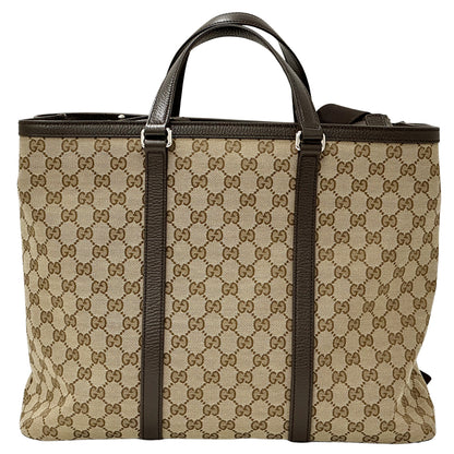 GUCCI グッチ 2wayバッグ トートバッグ GGキャンバス ブラウン ベージュ レディース メンズ 【中古】