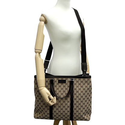 GUCCI グッチ 2wayバッグ トートバッグ GGキャンバス ブラウン ベージュ レディース メンズ 【中古】