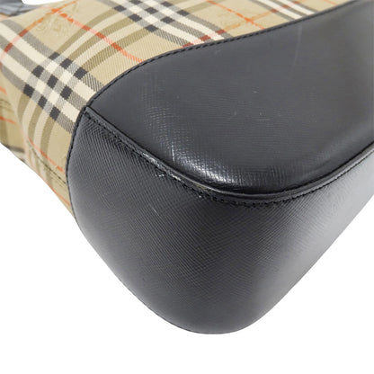 BURBERRY バーバリー トートバッグ ベージュ ブラック キャンバス レディース 【中古】