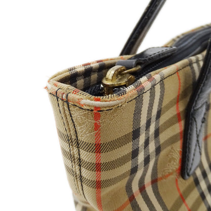 BURBERRY バーバリー トートバッグ ベージュ ブラック キャンバス レディース 【中古】