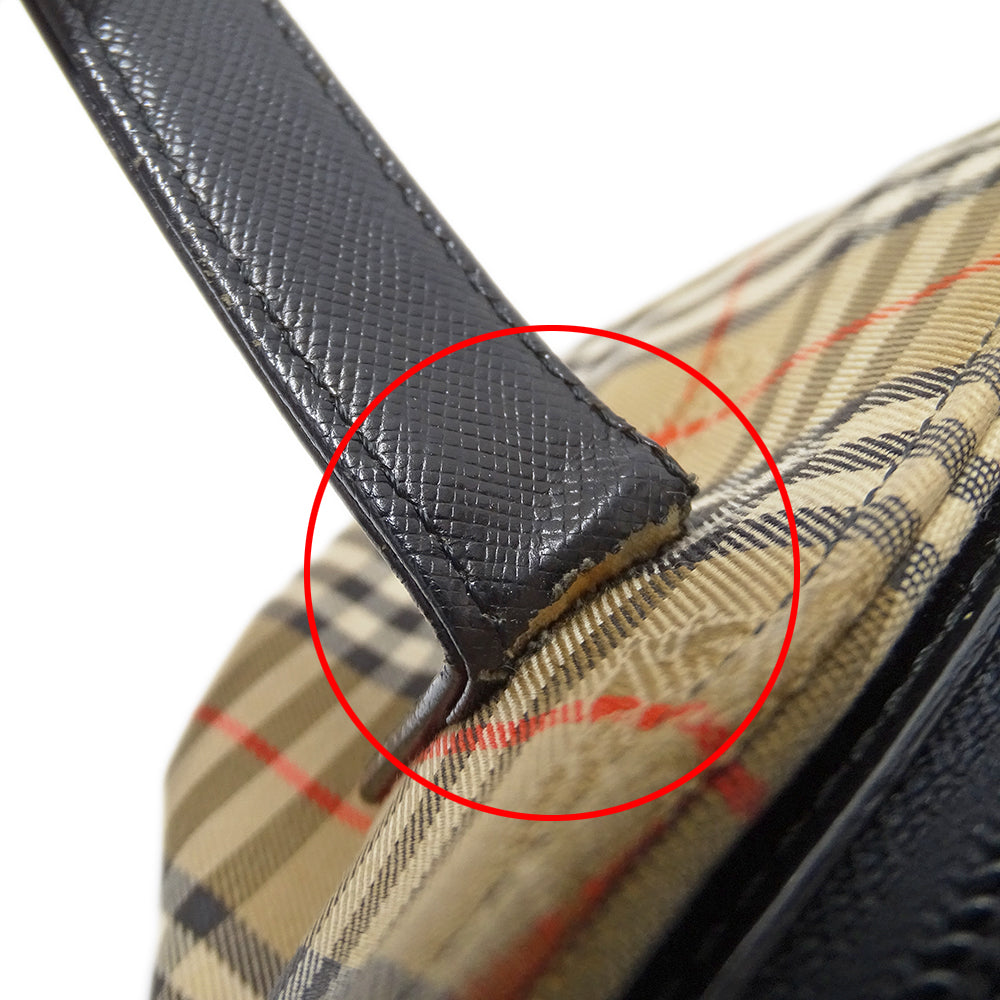 BURBERRY バーバリー トートバッグ ベージュ ブラック キャンバス レディース 【中古】