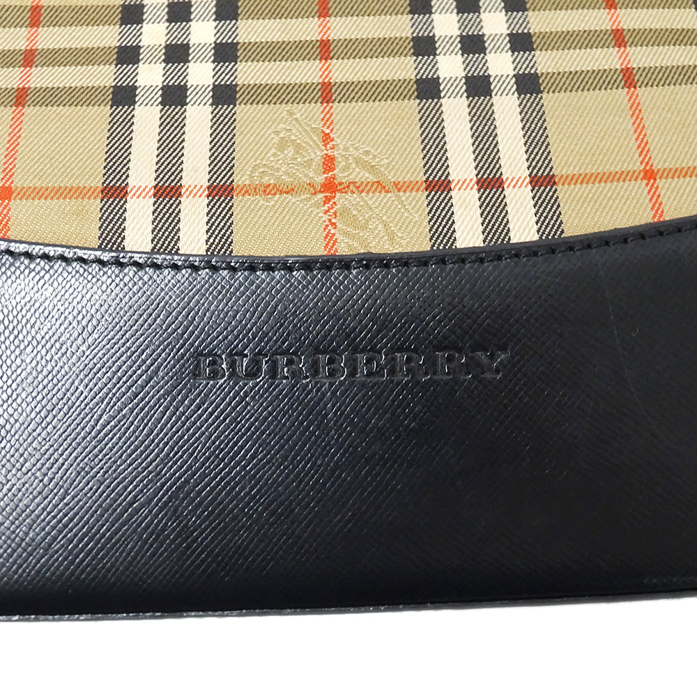 BURBERRY バーバリー トートバッグ ベージュ ブラック キャンバス レディース 【中古】
