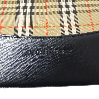 BURBERRY バーバリー トートバッグ ベージュ ブラック キャンバス レディース 【中古】